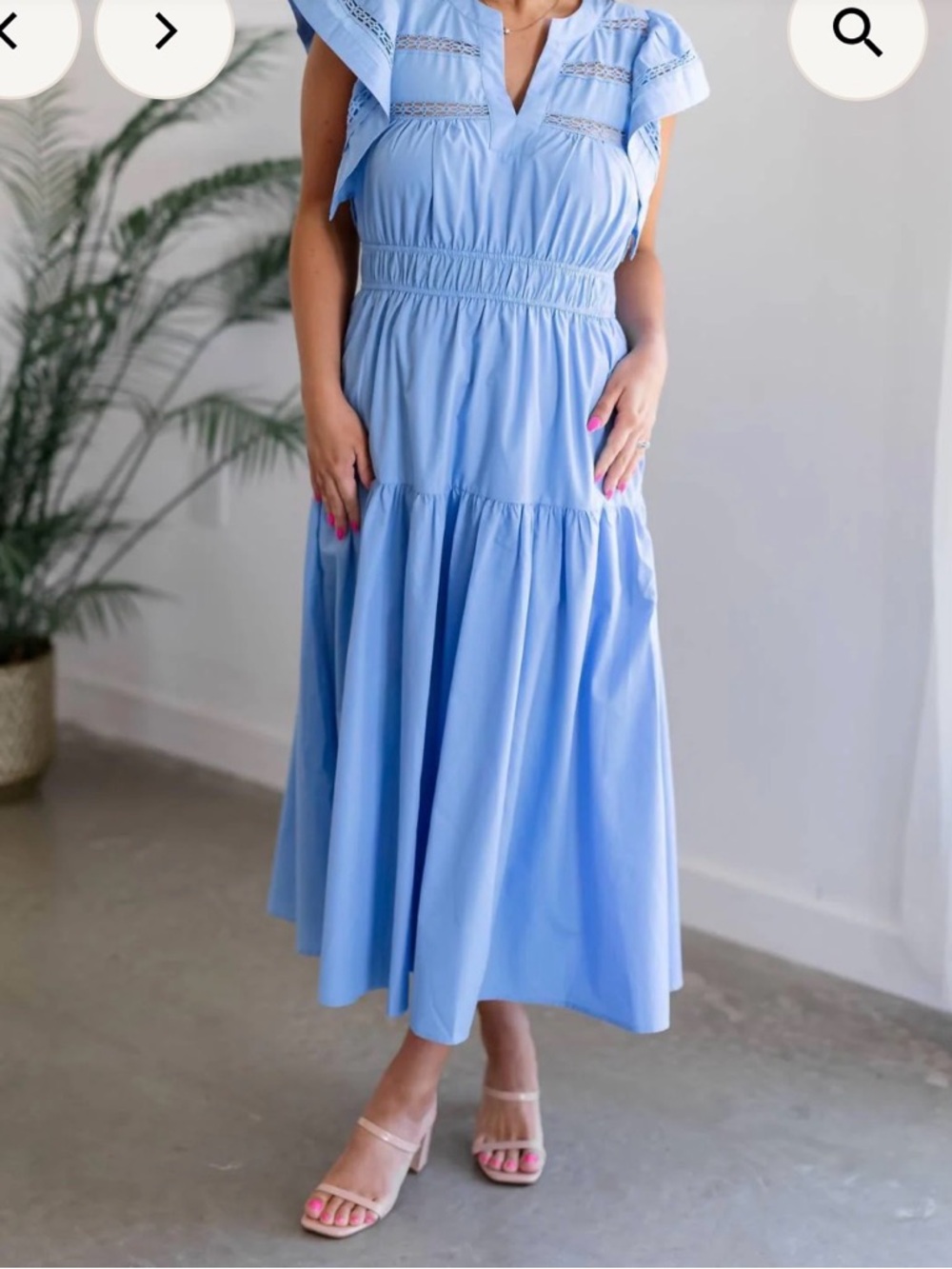 Entro Light Blue Maxi Dress with Crochet Details and Flutter Sleeves - Picture 10 of 10